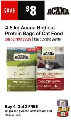 Ren’s Pets Depot 4.5 kg Acana Highest Protein Bags of Cat Food offer