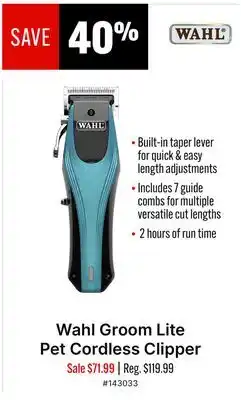 Ren’s Pets Depot Wahl Groom Lite Pet Cordless Clipper offer