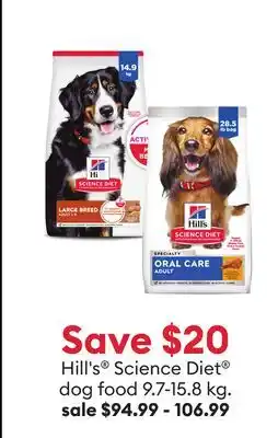 Petsmart Save $20 Hill's Science Diet dog food 9.7-15.8 kg offer