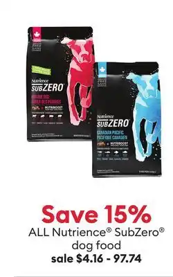 Petsmart Save 15% ALL Nutrience SubZero dog food offer