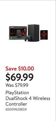 Walmart PlayStation DualShock 4 Wireless Controller offer
