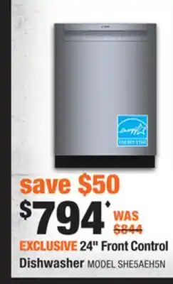 Home Depot BOSCH 24 Front Control Dishwasher offer