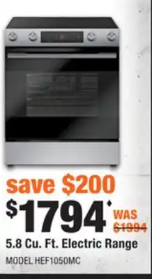 Home Depot BOSCH 5.8 Cu. Ft. Electric Range offer
