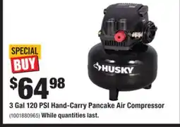 Home Depot HUSKY 3 Gal 120 PSI Hand-Carry Pancake Air Compressor offer