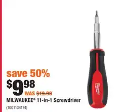 Home Depot MILWAUKEE 11-in-1 Screwdriver offer