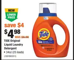 Home Depot TIDE Original Liquid Laundry Detergent offer