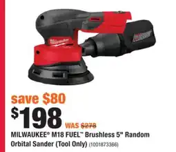Home Depot MILWAUKEE M18 FUEL Brushless 5 Random Orbital Sander (Tool Only) offer