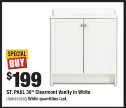 Home Depot ST. PAUL 30 Clearmont Vanity in White offer