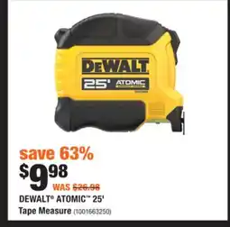 Home Depot DEWALT ATOMIC 25' Tape Measure offer