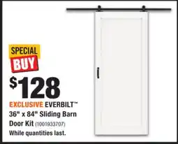 Home Depot EVERBILT 36 x 84 Sliding Barn Door Kit offer