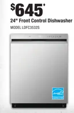 Home Depot 24 Front Control Dishwasher offer