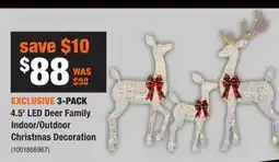 Home Depot 3-PACK 4.5' LED Deer Family Indoor/Outdoor Christmas Decoration offer