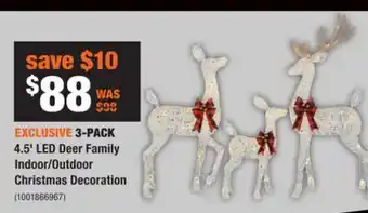 Home Depot 3-PACK 4.5' LED Deer Family Indoor/Outdoor Christmas Decoration offer