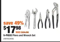 Home Depot HUSKY 5-PIECE Pliers and Wrench Set offer