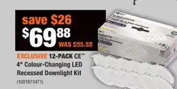 Home Depot 12-PACK CE 4 Colour-Changing LED Recessed Downlight Kit offer
