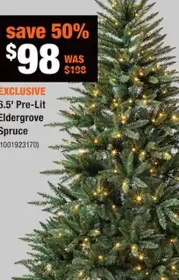 Home Depot 6.5' Pre-Lit Eldergrove Spruce offer