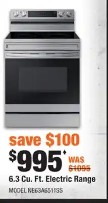 Home Depot SAMSUNG 6.3 Cu. Ft. Electric Range offer