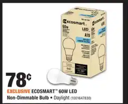 Home Depot ECOSMART 60W LED Non-Dimmable Bulb •Daylight offer
