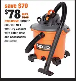 Home Depot RIDGID 60L/16G NXT Wet/Dry Vacuum with Filter, Hose and Accessories offer