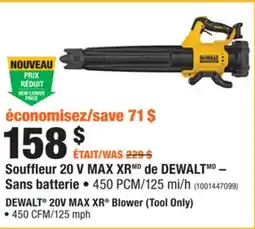 Home Depot DEWALT 20V MAX XR Blower (Tool Only) •450 CFM/125 mph offer