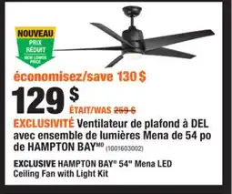 Home Depot HAMPTON BAY 54 Mena LED Ceiling Fan with Light Kit offer
