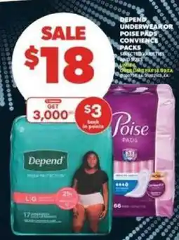 Real Canadian Superstore Depend Underwear or Poise Pads Convenience Packs offer