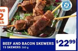 M & M Food Market BEEF AND BACON SKEWERS 15 SKEWERS offer