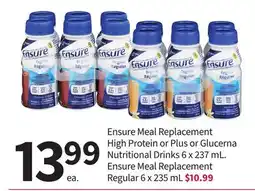 Pharmasave Ensure Meal Replacement High Protein or Plus or Glucerna Nutritional Drinks offer