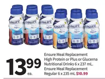 Pharmasave Ensure Meal Replacement High Protein or Plus or Glucerna Nutritional Drinks offer