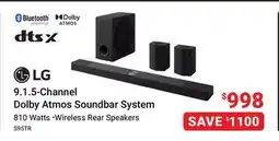 Visions Electronics LG 9.1.5-Channel Dolby Atmos Soundbar System offer