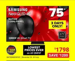 Visions Electronics Samsung 4K Smart TV NATIVE 120Hz PANEL offer