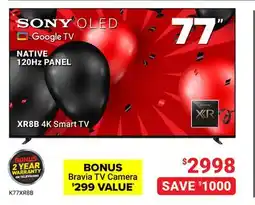 Visions Electronics Sony XR8B 4K Smart TV 77 NATIVE 120Hz PANEL offer