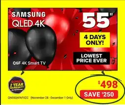 Visions Electronics Samsung Q6F 4K Smart TV 55 offer