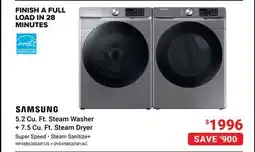 Visions Electronics SAMSUNG 5.2 Cu. Ft. Steam Washer + 7.5 Cu. Ft. Steam Dryer offer