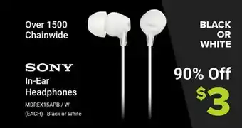 Visions Electronics Black or White In-Ear Headphones offer