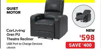 Visions Electronics Corliving Oren PU Theatre Recliner offer