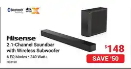 Visions Electronics Hisense 2.1-Channel Soundbar with Wireless Subwoofer offer