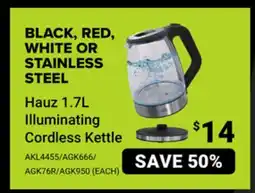 Visions Electronics Hauz 1.7L Illuminating Cordless Kettle offer