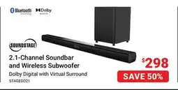 Visions Electronics Soundstage 2.1-Channel Soundbar and Wireless Subwoofer offer