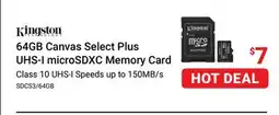 Visions Electronics Kingston 64GB Canvas Select Plus UHS-I microSDXC Memory Card offer