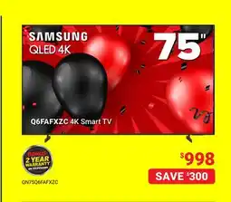Visions Electronics SAMSUNG Q6FAFXZC 4K Smart TV 75 offer