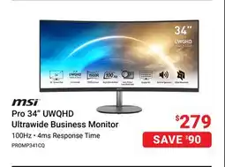 Visions Electronics MSI Pro 34 UWQHD Ultrawide Business Monitor offer