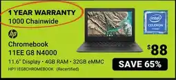 Visions Electronics HP Chromebook 11EE G8 N4000 11.6 Display • 4GB RAM • 32GB eMMC offer