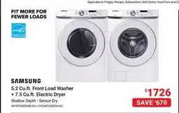 Visions Electronics 5.2 Cu.ft. Front Load Washer + 7.5 Cu.ft. Electric Dryer offer