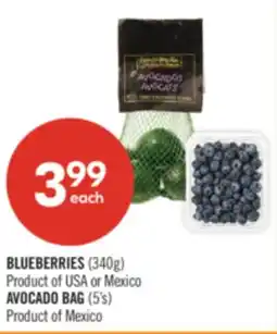 Shoppers Drug Mart BLUEBERRIES (340g) AVOCADO BAG (5's) offer
