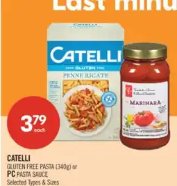 Shoppers Drug Mart CATELLI GLUTEN FREE PASTA (340g) or PC PASTA SAUCE offer