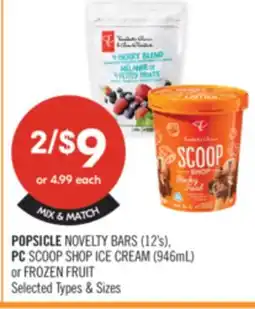 Shoppers Drug Mart POPSICLE NOVELTY BARS (12's), PC SCOOP SHOP ICE CREAM (946mL) or FROZEN FRUIT offer
