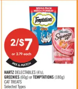 Shoppers Drug Mart HARTZ DELECTABLES (4's), GREENIES (60g) or TEMPTATIONS (180 g) CAT TREATS offer