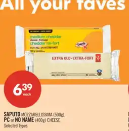 Shoppers Drug Mart SAPUTO MOZZARELLISSIMA (500g), PC or NO NAME (400g) CHEESE offer