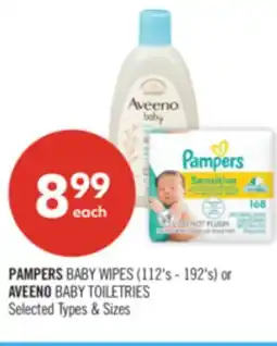 Shoppers Drug Mart PAMPERS BABY WIPES (112's - 192's) or AVEENO BABY TOILETRIES offer